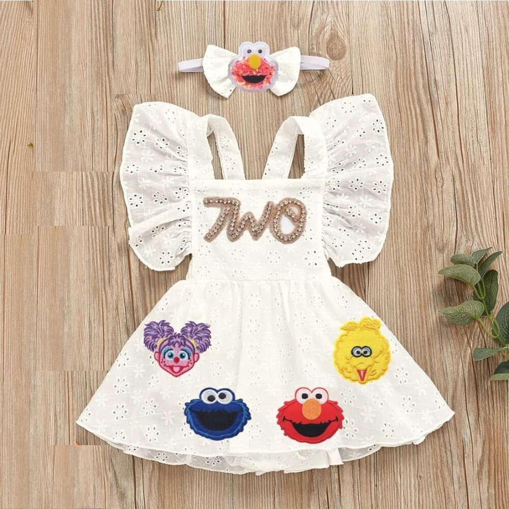 Elmo Dress Cookie Monster Dress Second Birthday Romper Clothes Sesame Steet